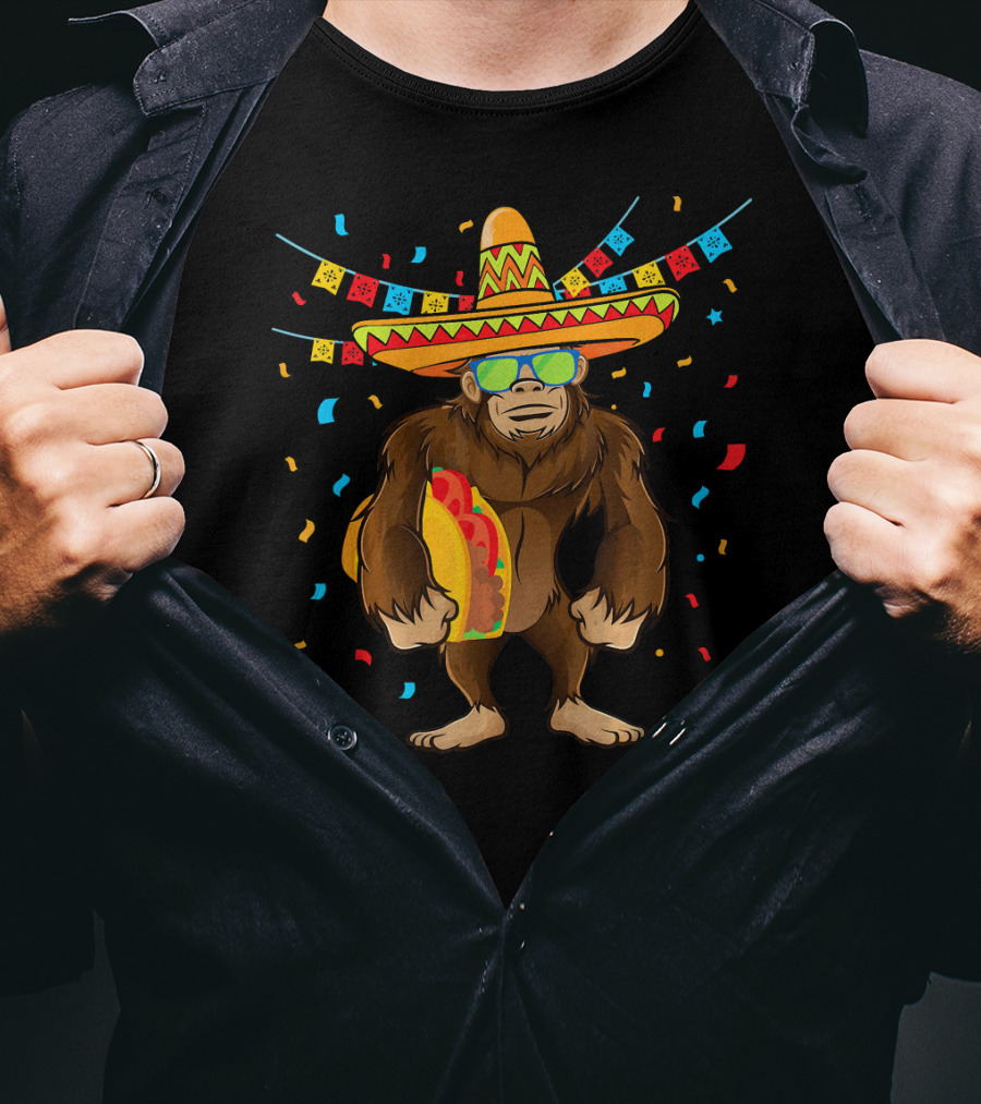 Bigfoot Sombrero Taco Cinco De Mayo Festive T-Shirt