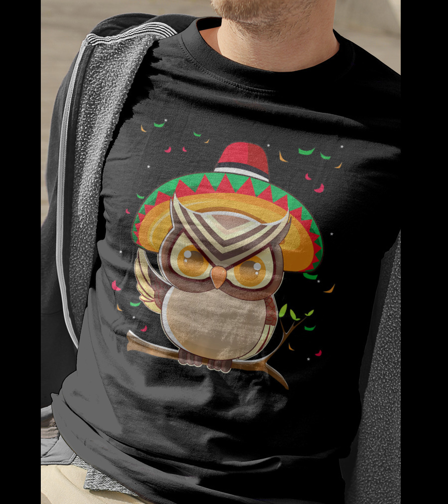 Cute Night Owl Sombrero Cinco De Mayo 5th Of May T-Shirt