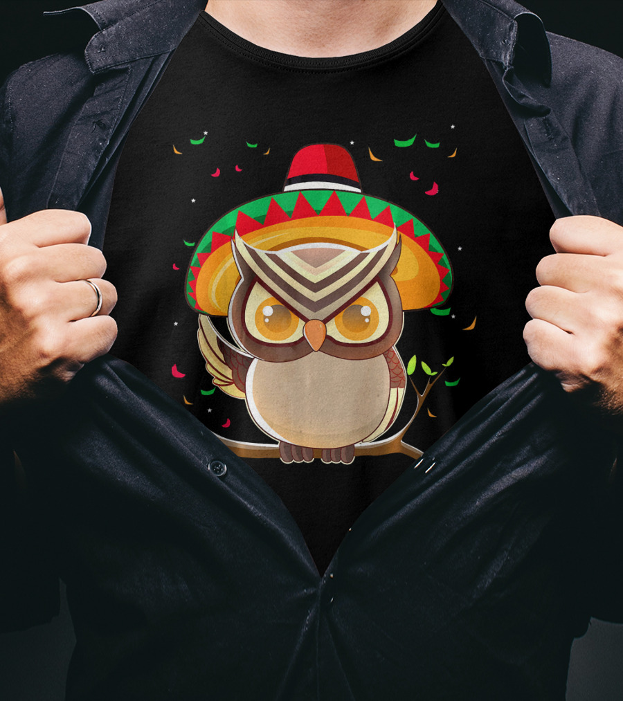 Cute Night Owl Sombrero Cinco De Mayo 5th Of May T-Shirt