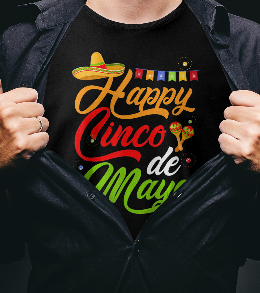 Happy Cinco De Mayo Sombrero And Maracas T-Shirt