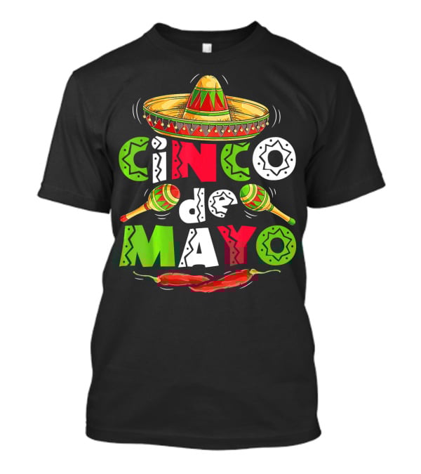 Cinco De Mayo Sombrero Maracas Chillies T-Shirt
