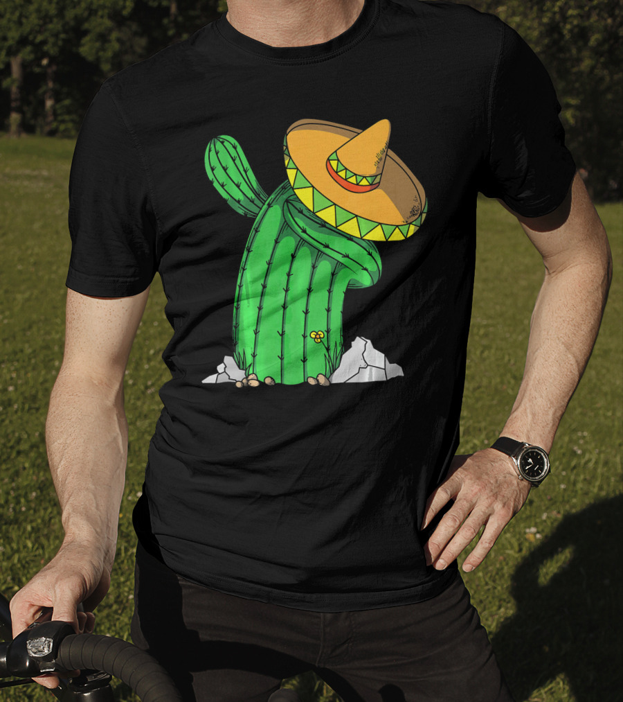 Cinco De Mayo Dabbing Cactus With Sombrero Fun T-Shirt