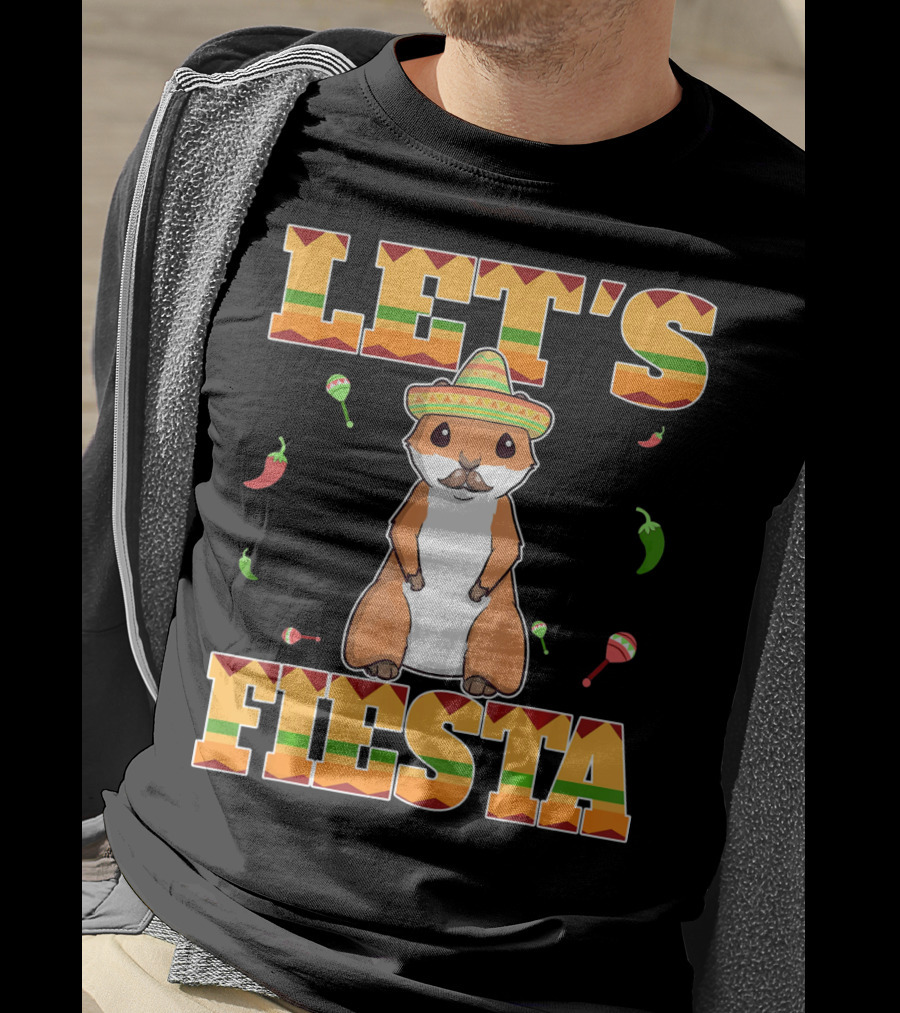 Let's Fiesta Prairie Dog Cinco De Mayo Sombrero Celebration Peppers Maracas T-Shirt