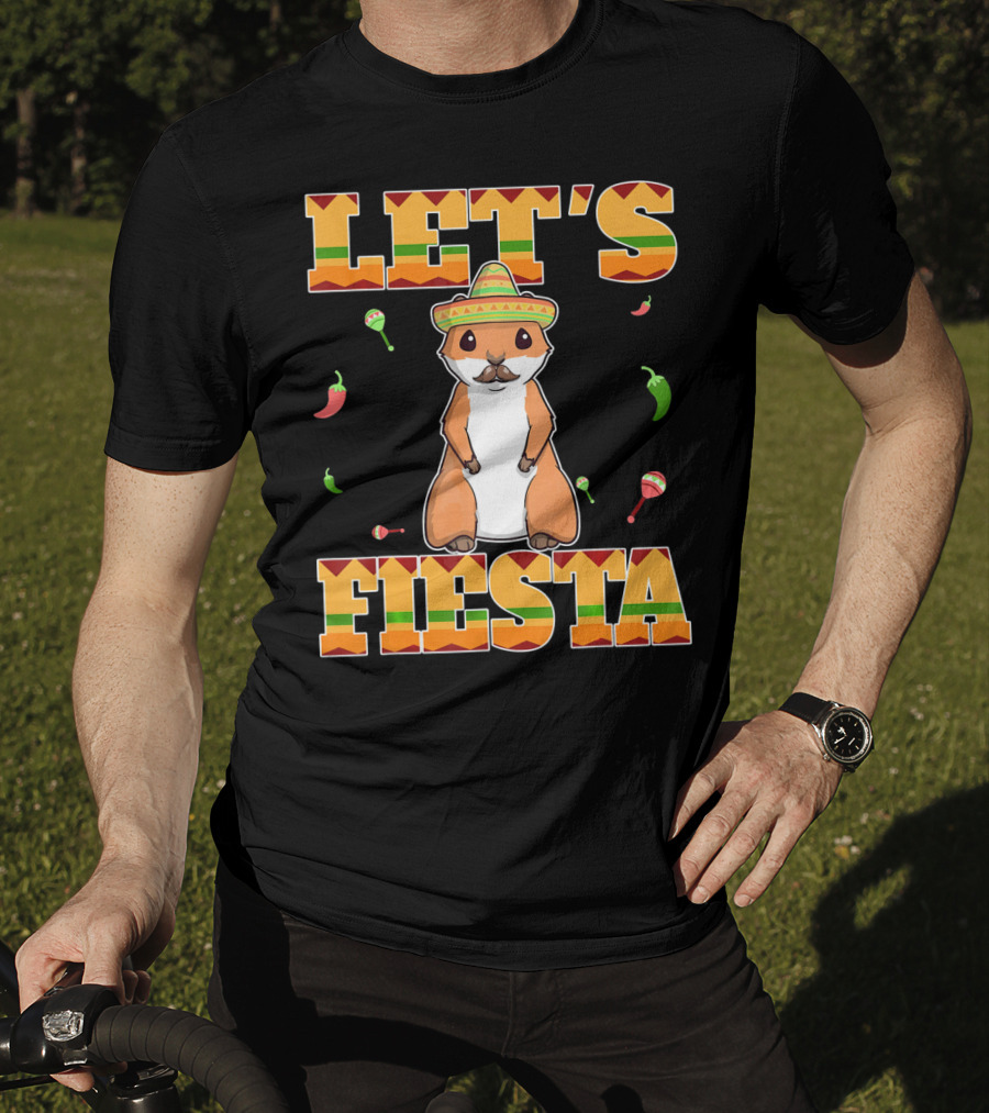 Let's Fiesta Prairie Dog Cinco De Mayo Sombrero Celebration Peppers Maracas T-Shirt