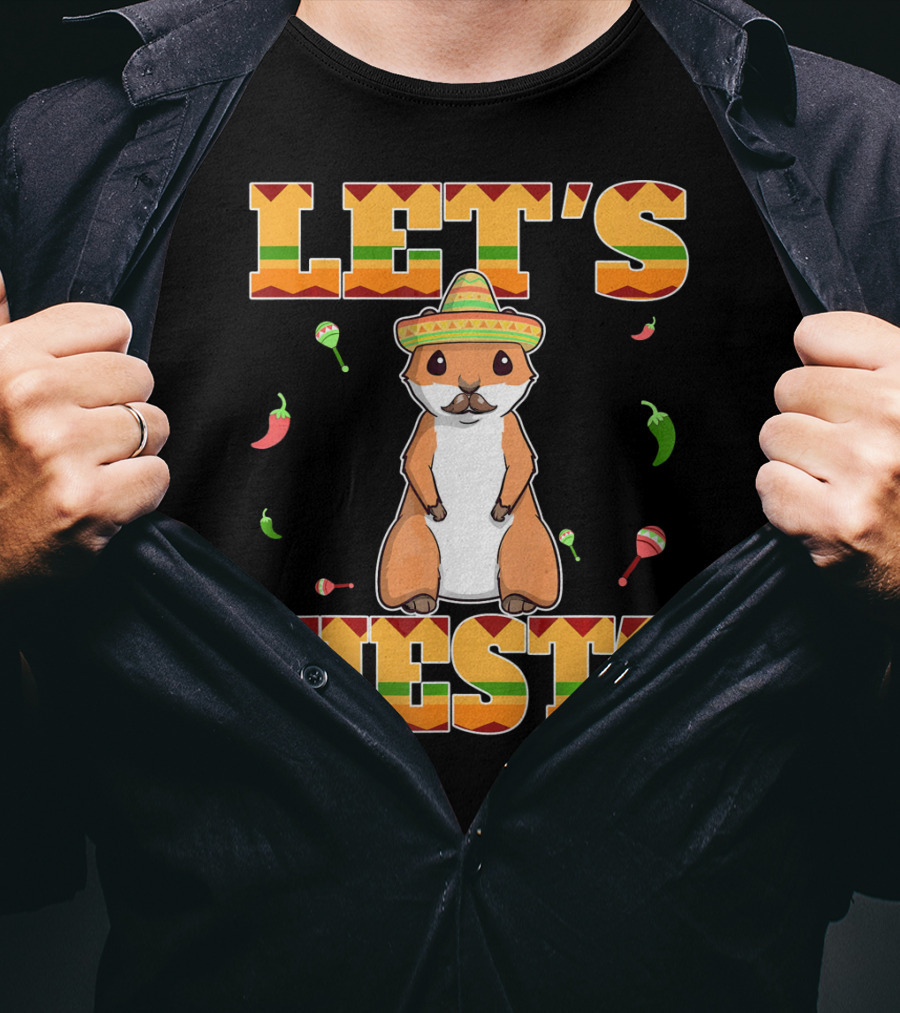 Let's Fiesta Prairie Dog Cinco De Mayo Sombrero Celebration Peppers Maracas T-Shirt