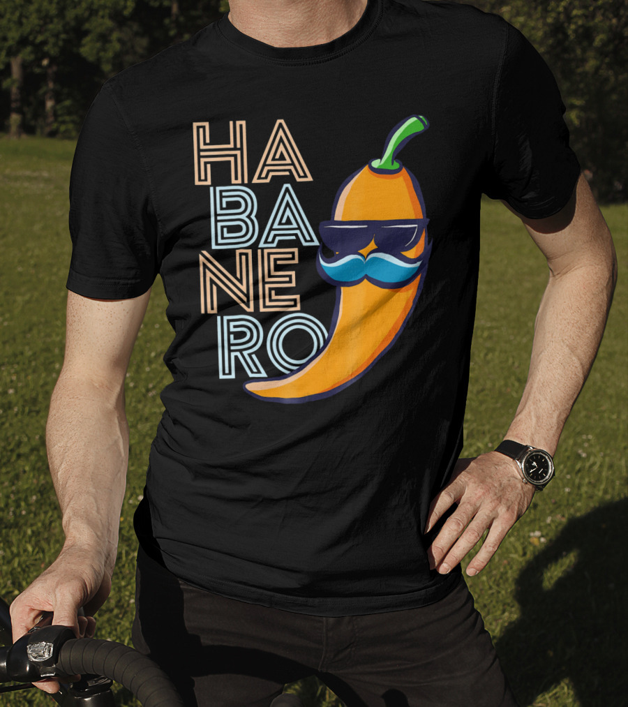Habanero Lover Emoji Cinco De Mayo Mustache Pepper T-Shirt