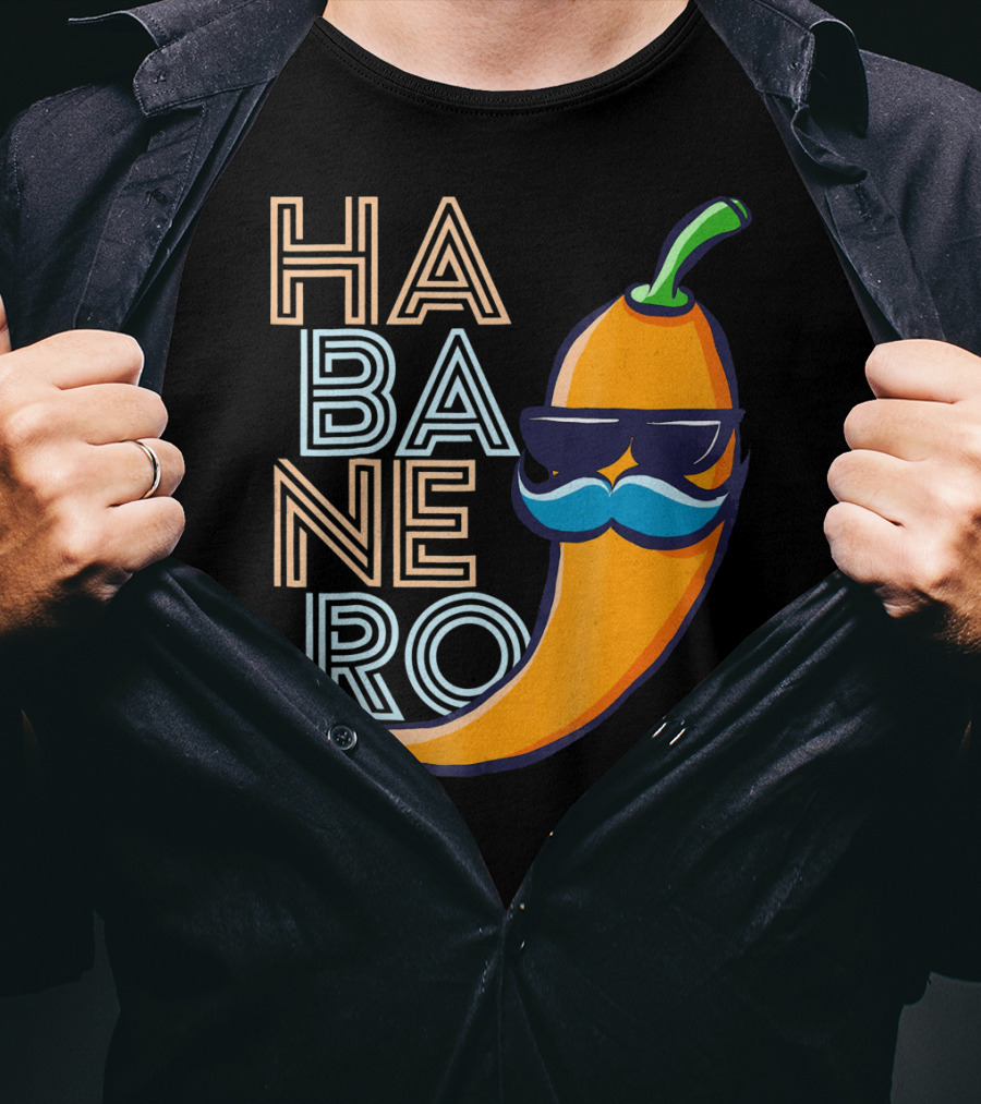 Habanero Lover Emoji Cinco De Mayo Mustache Pepper T-Shirt