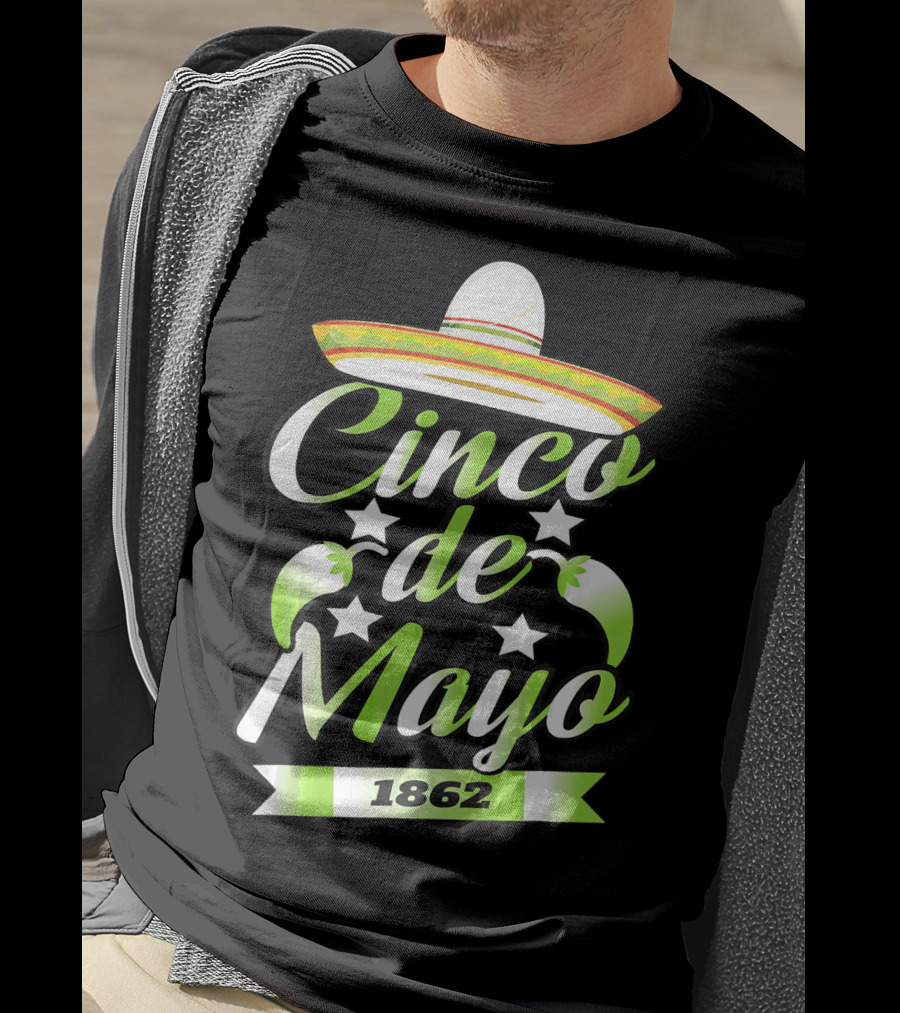 Cinco De Mayo 1862 Sombrero Mexican Cele Celebration With Stars And Sombrero T-Shirt