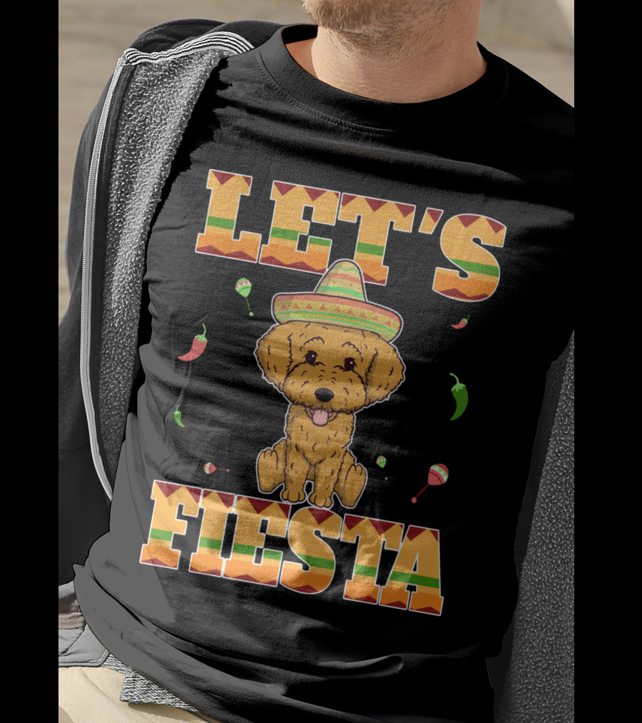 Let's Fiesta Goldendoodle Dog Cinco De Mayo Sombrero Maracas Peppers T-Shirt