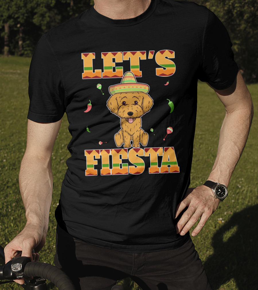 Let's Fiesta Goldendoodle Dog Cinco De Mayo Sombrero Maracas Peppers T-Shirt