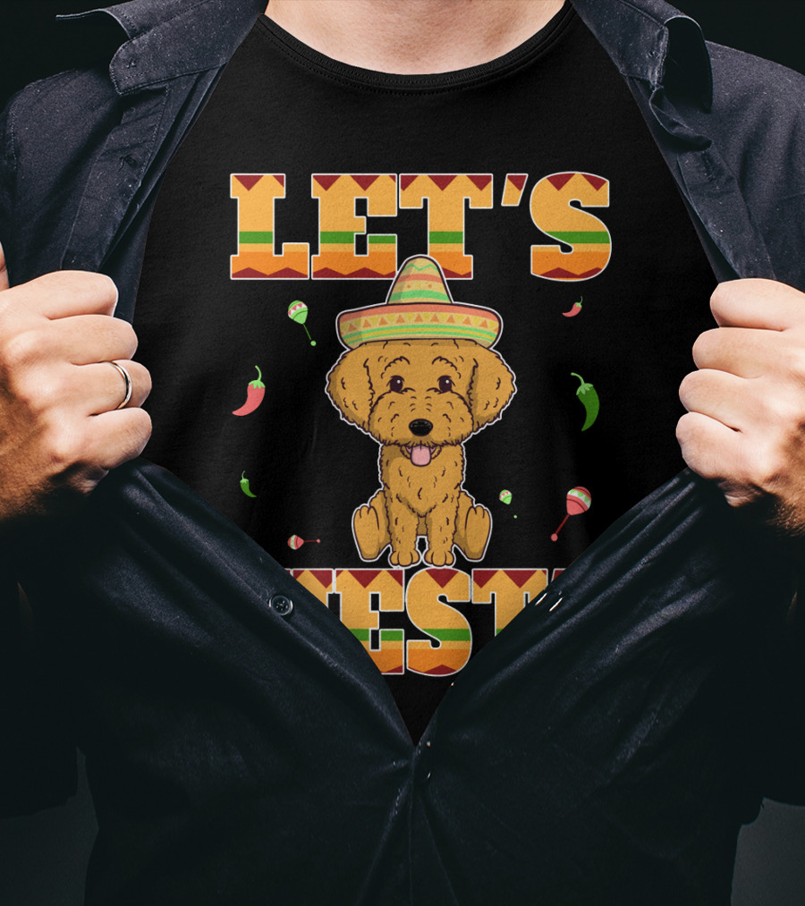 Let's Fiesta Goldendoodle Dog Cinco De Mayo Sombrero Maracas Peppers T-Shirt