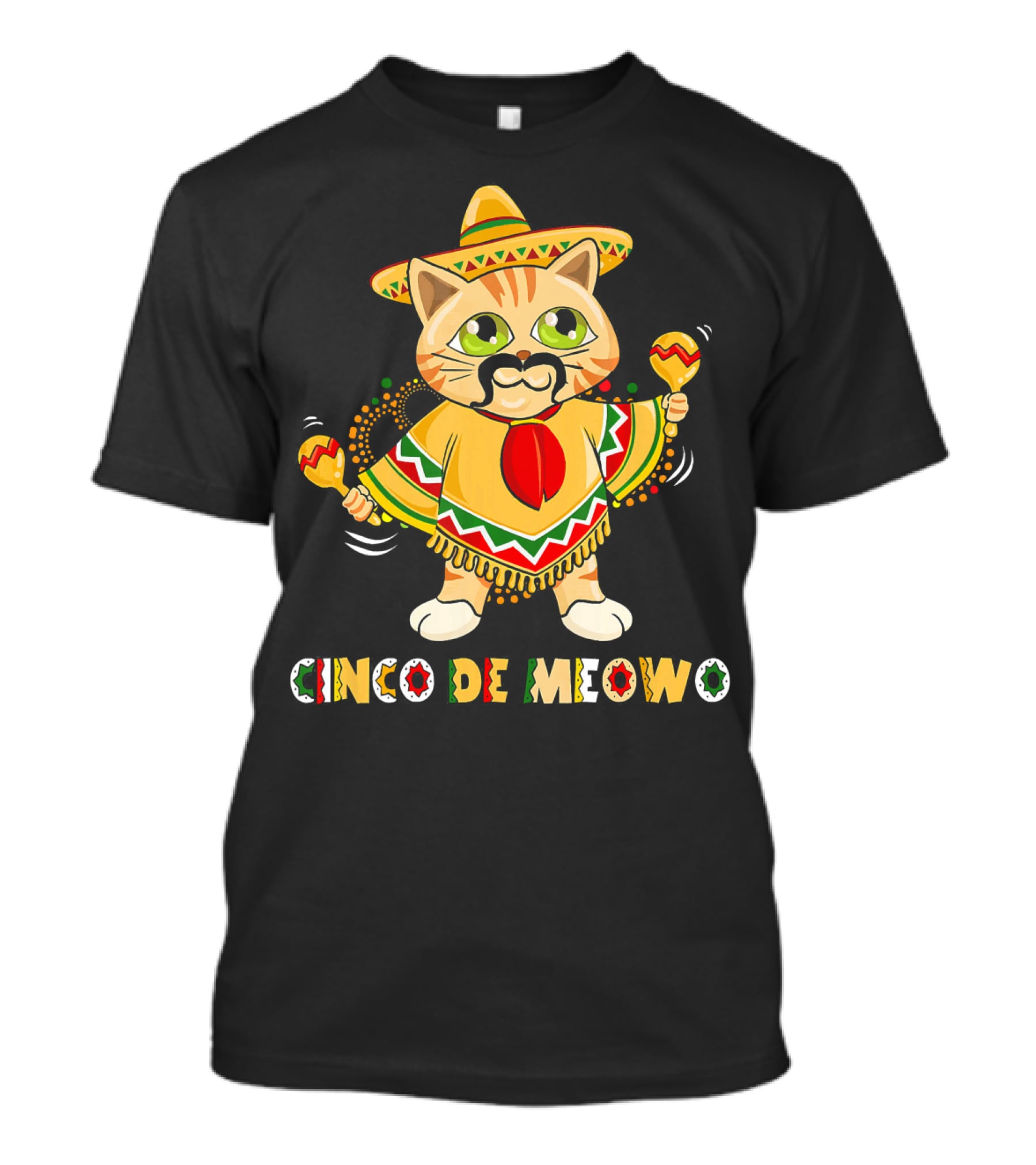 Cinco De Meowo Cat In Sombrero With Maracas T-Shirt