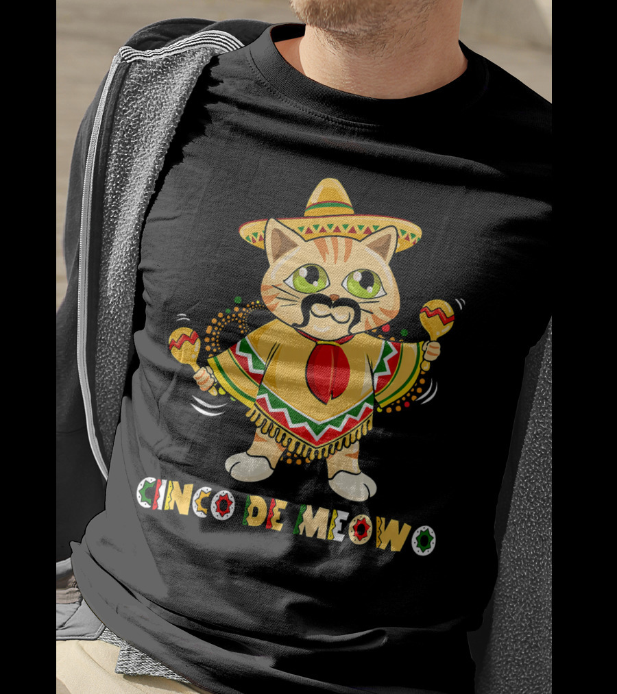 Cinco De Meowo Cat In Sombrero With Maracas T-Shirt
