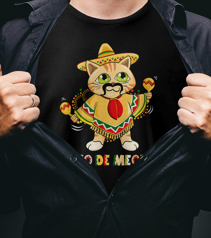 Cinco De Meowo Cat In Sombrero With Maracas T-Shirt