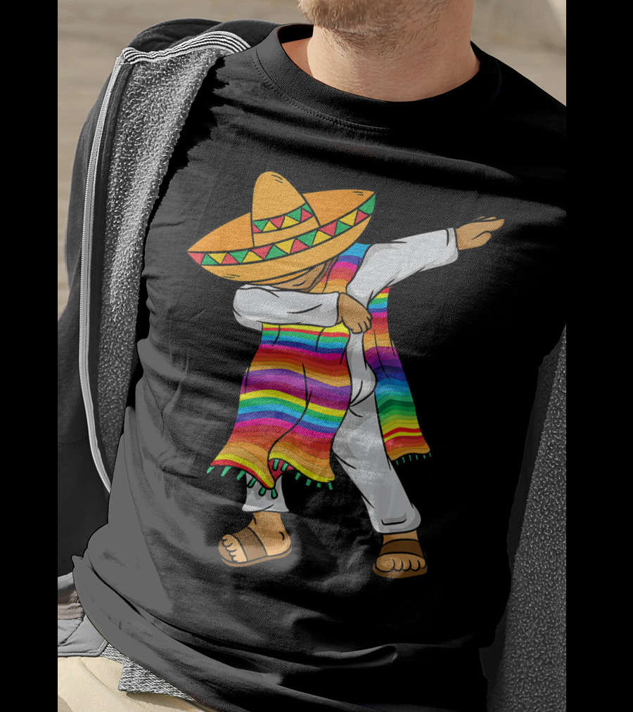 Dabbing Mexican Poncho Cinco De Mayo T-Shirt