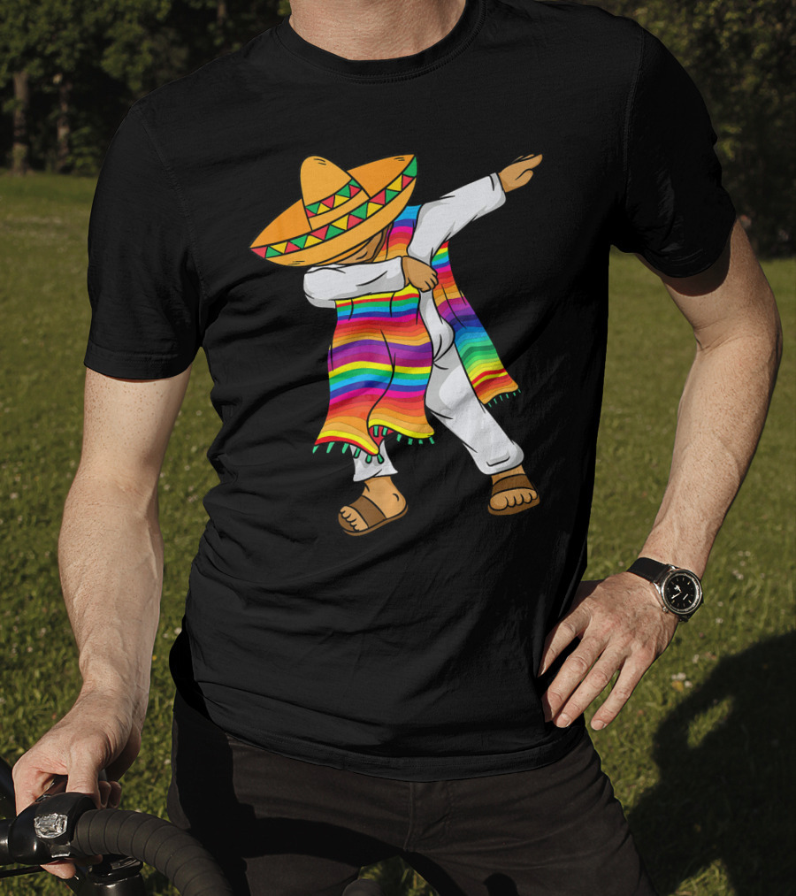 Dabbing Mexican Poncho Cinco De Mayo T-Shirt