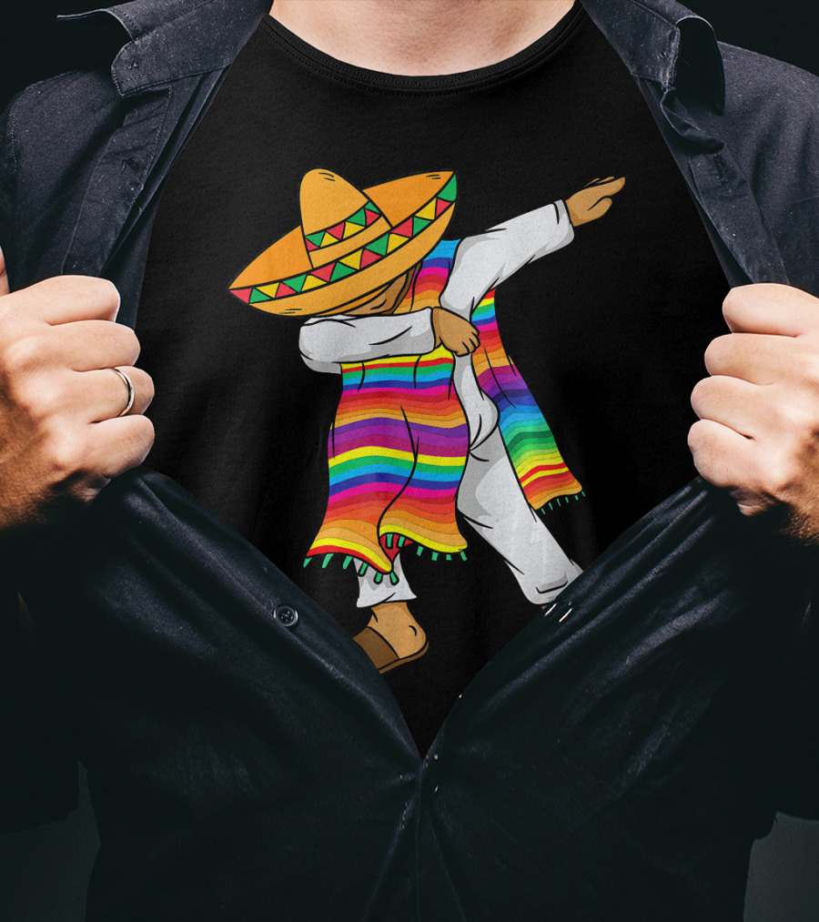 Dabbing Mexican Poncho Cinco De Mayo T-Shirt