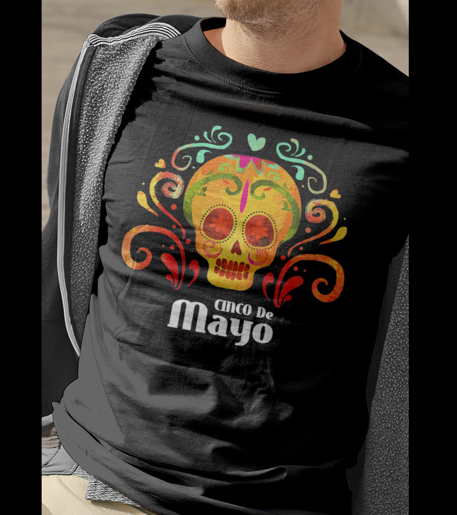 Cinco De Mayo Colorful Skull Vibrant T-Shirt