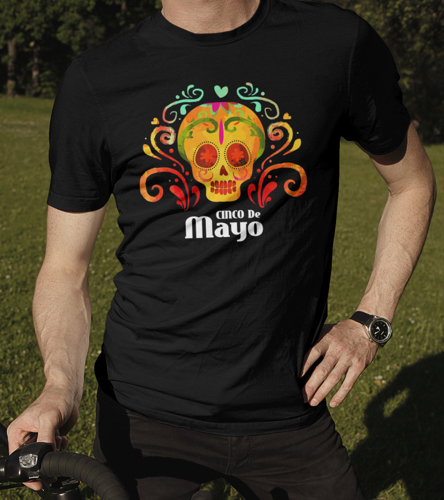 Cinco De Mayo Colorful Skull Vibrant T-Shirt