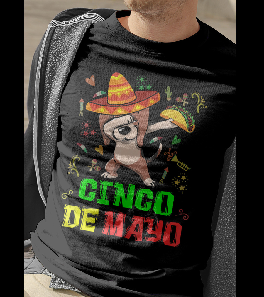 Cinco De Mayo Dabbing Taco Fiesta Dog Sombrero T-Shirt
