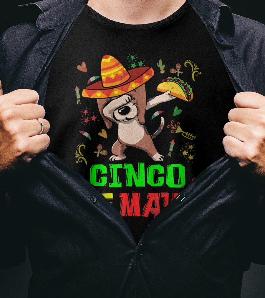 Cinco De Mayo Dabbing Taco Fiesta Dog Sombrero T-Shirt