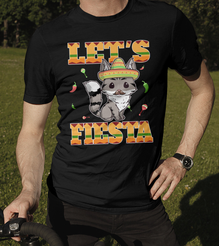 Let's Fiesta Cat Sombrero Chillies Cinco De Mayo Mexican T-Shirt