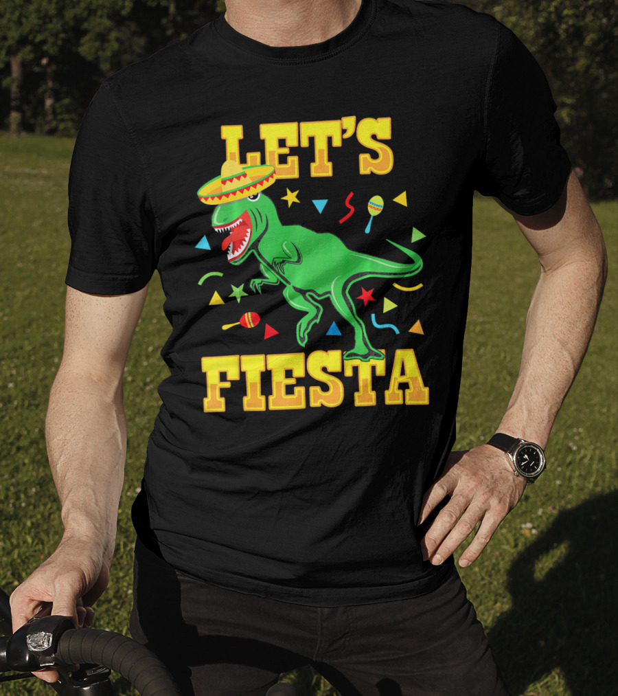 Tyrannosaurus Dinosaur Let's Fiesta Cinco De Mayo Sombrero Maracas T-Shirt