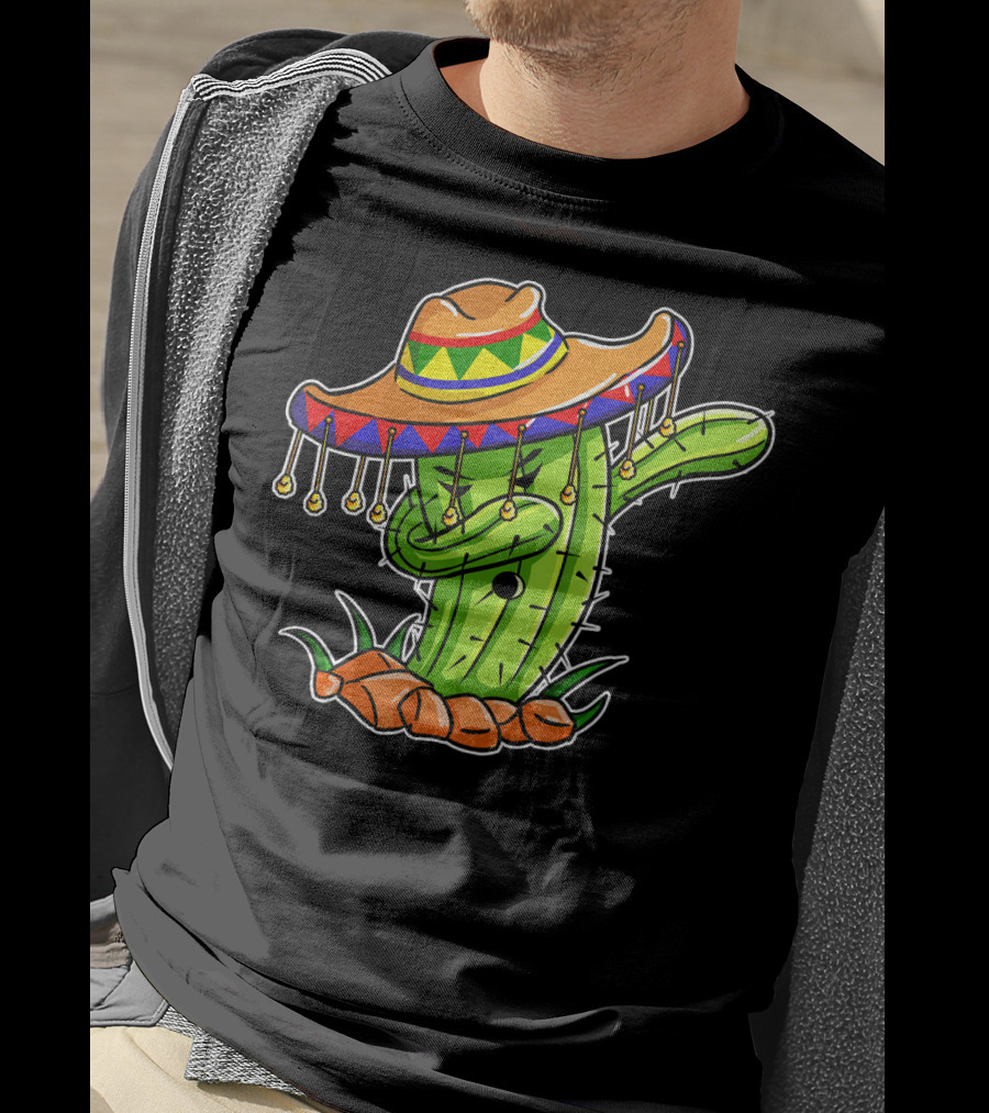 Dabbing Cactus Sombrero Cinco De Mayo T-Shirt