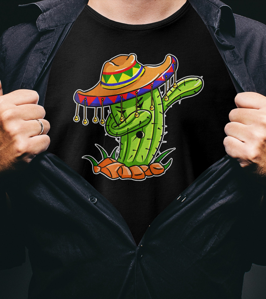 Dabbing Cactus Sombrero Cinco De Mayo T-Shirt