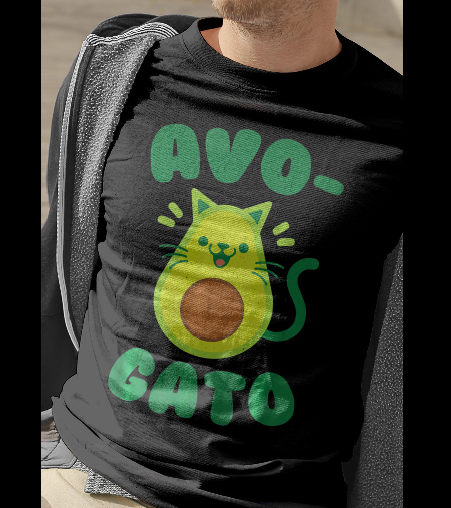 Avogato Avocado Cat Playful Green Fun T-Shirt