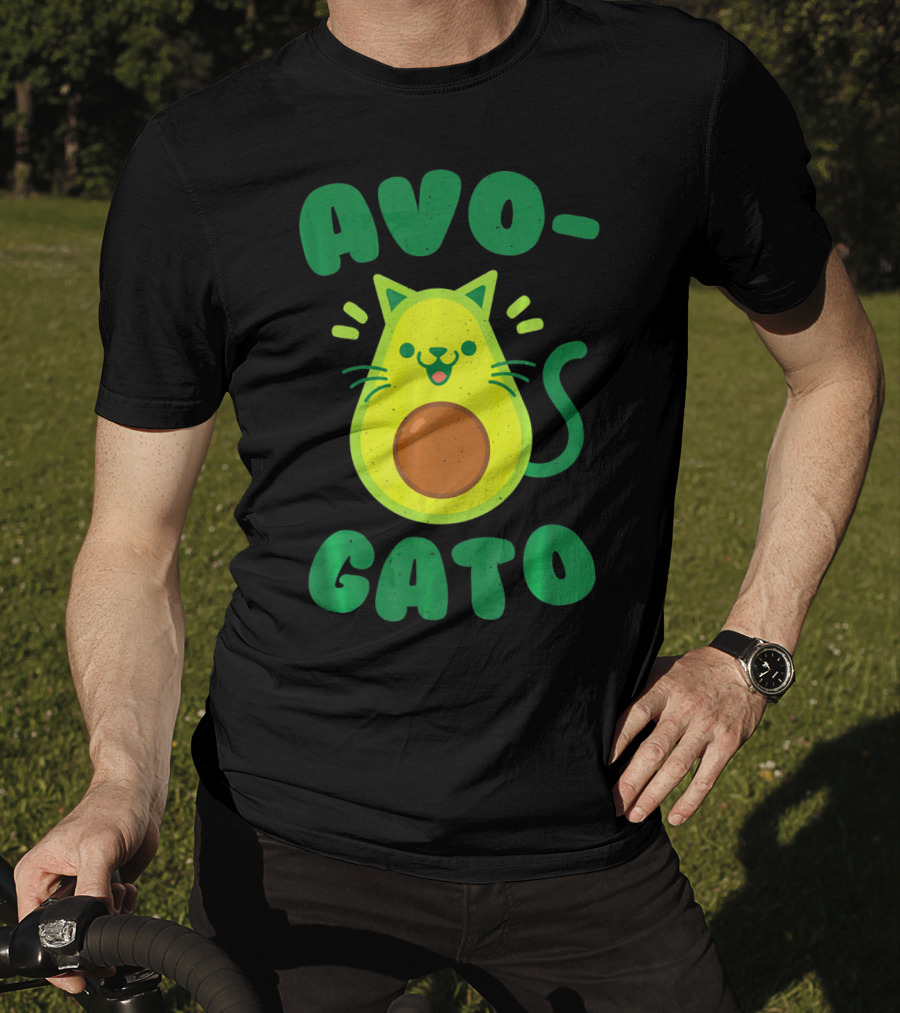 Avogato Avocado Cat Playful Green Fun T-Shirt