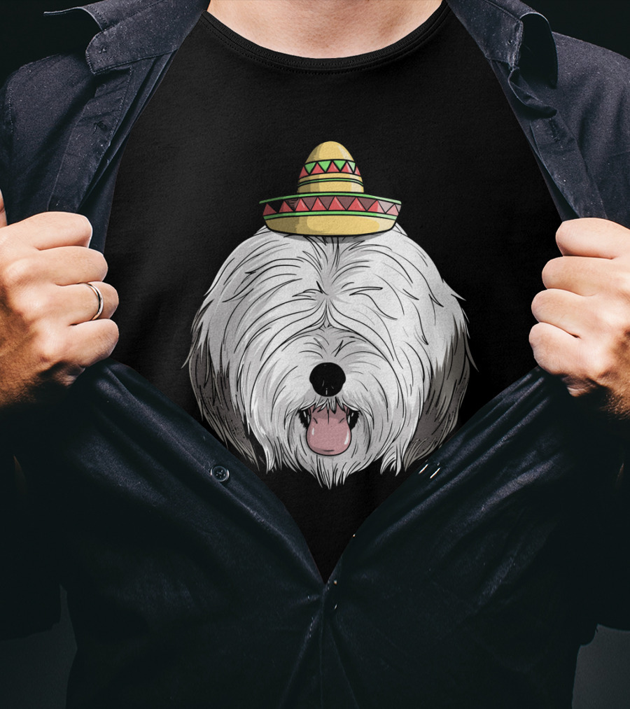 Old English Sheepdog Sombrero Cinco De Mayo Fiesta T-Shirt