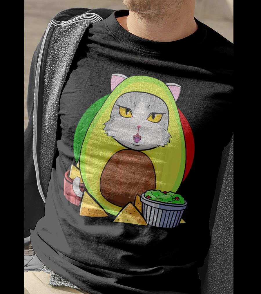 Cinco De Mayo Avogato Cat Avocado With Chips And Guacamole T-Shirt