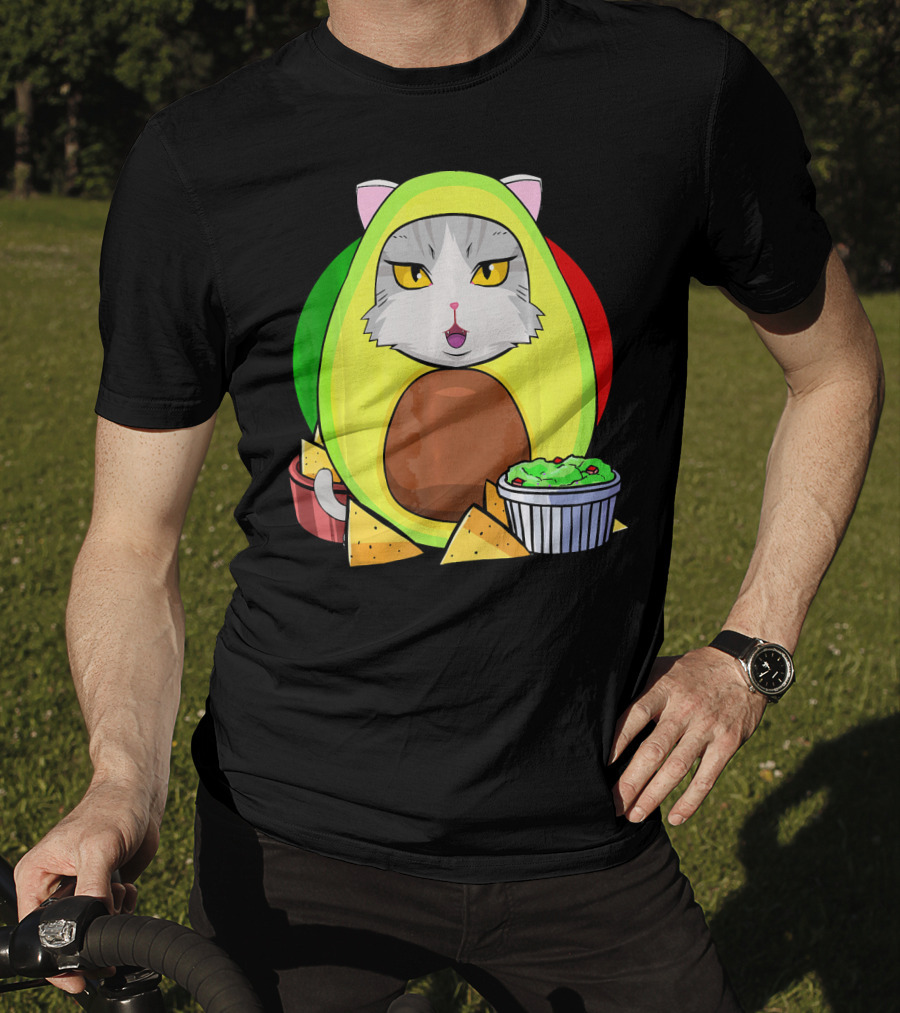 Cinco De Mayo Avogato Cat Avocado With Chips And Guacamole T-Shirt