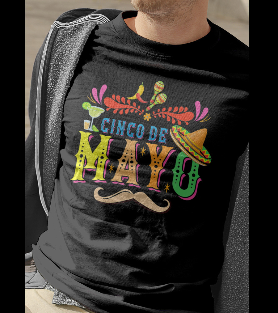 Cinco De Mayo Fiesta Sombrero Maracas Mustache T-Shirt