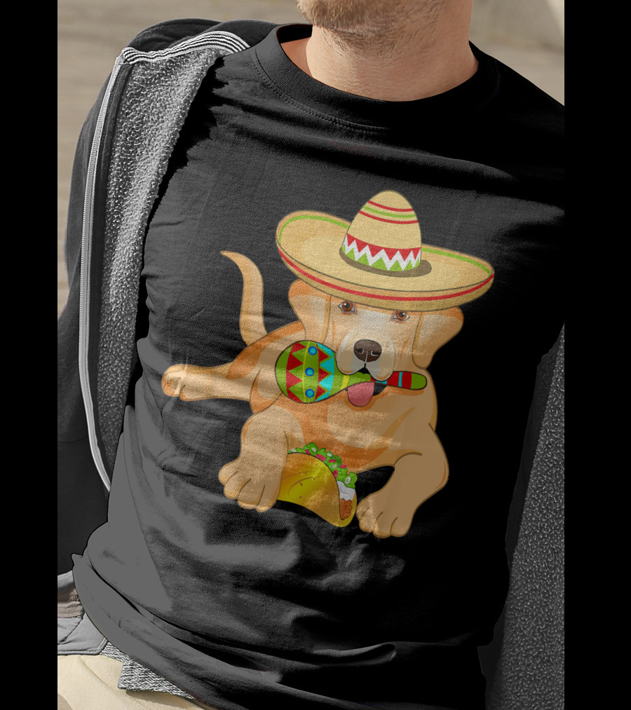 Cinco De Mayo Labrador Dog With Sombrero Taco And Maraca T-Shirt