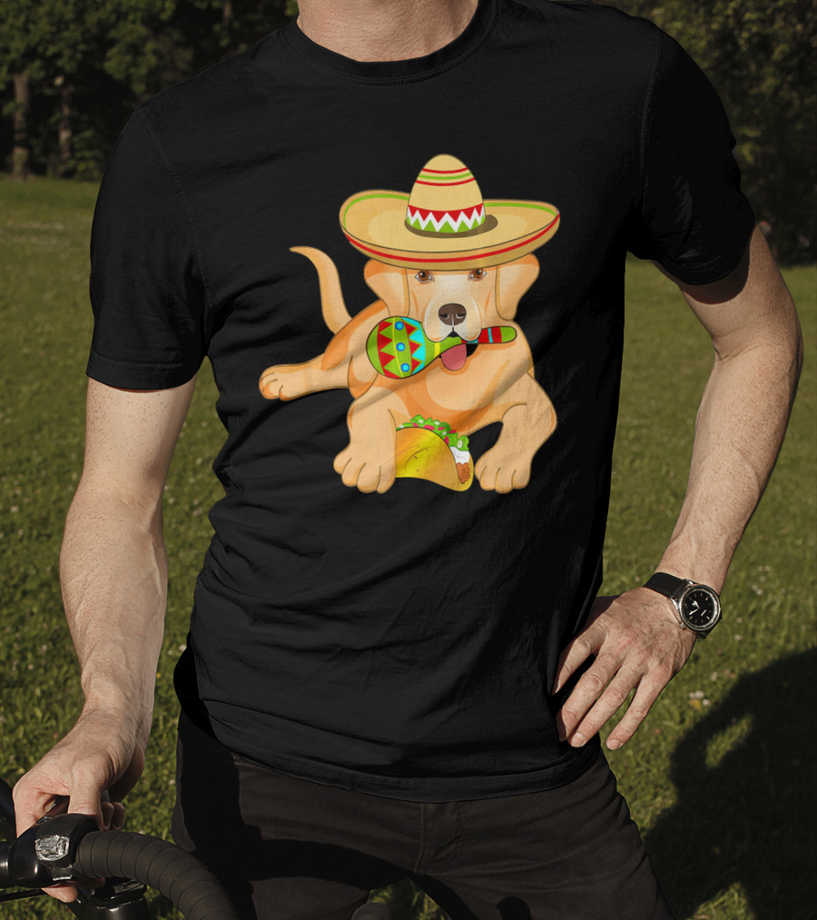 Cinco De Mayo Labrador Dog With Sombrero Taco And Maraca T-Shirt