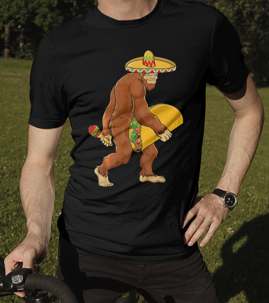 Bigfoot Taco Boys Cinco De Mayo Sombrero Maracas Fiesta T-Shirt