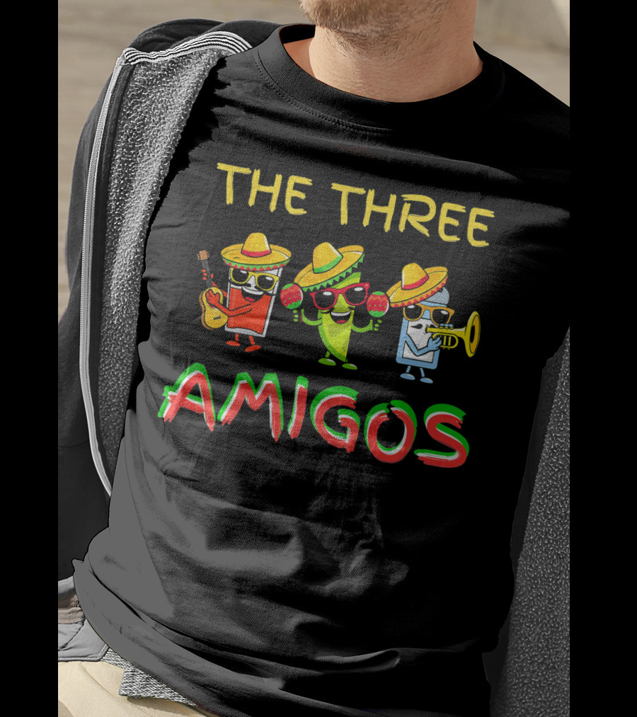 Funny Fiesta Cinco De Mayo The Three Amigos Sombrero Instruments T-Shirt
