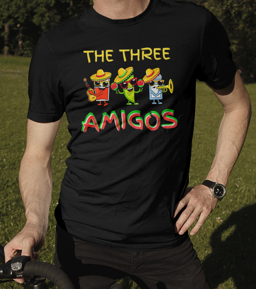 Funny Fiesta Cinco De Mayo The Three Amigos Sombrero Instruments T-Shirt