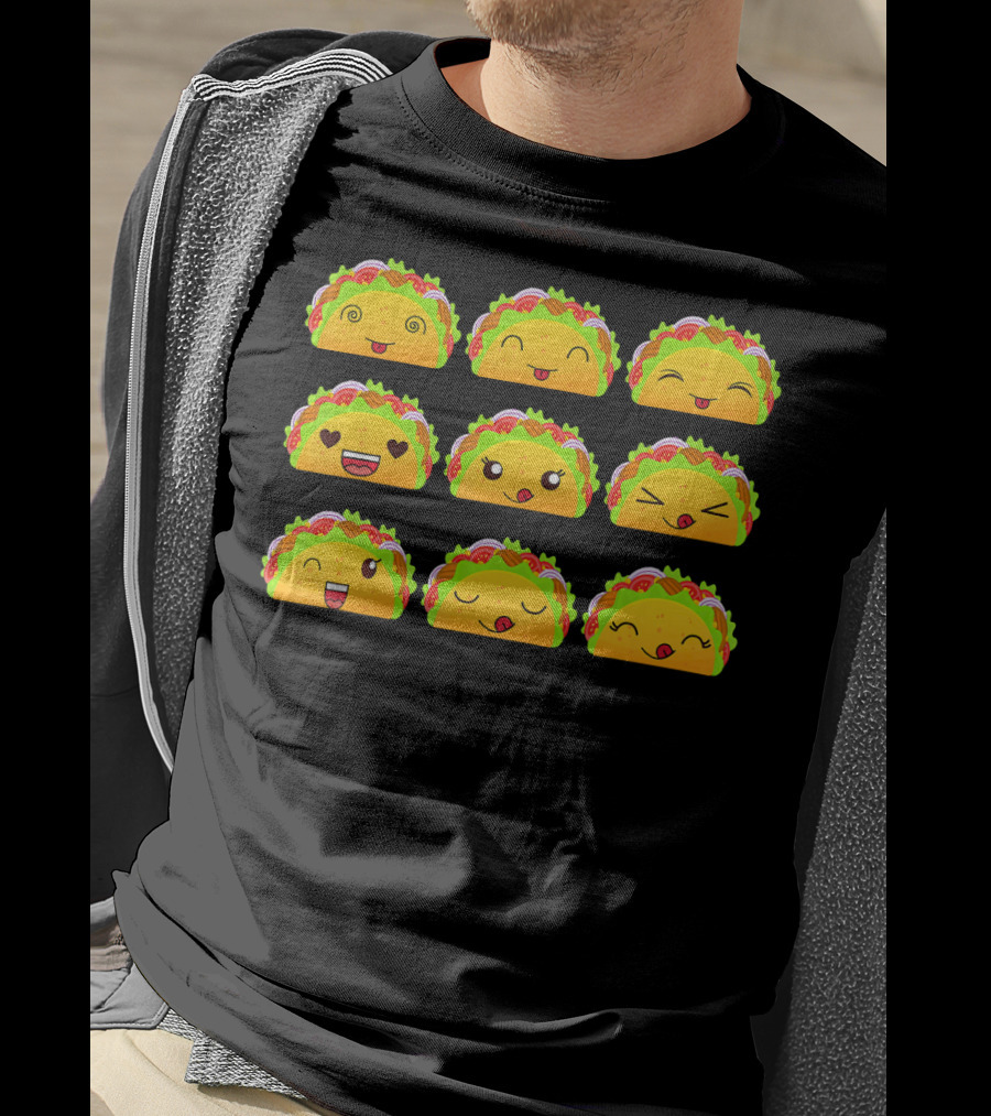 Taco Emoji Faces Taco Lover Collection T-Shirt