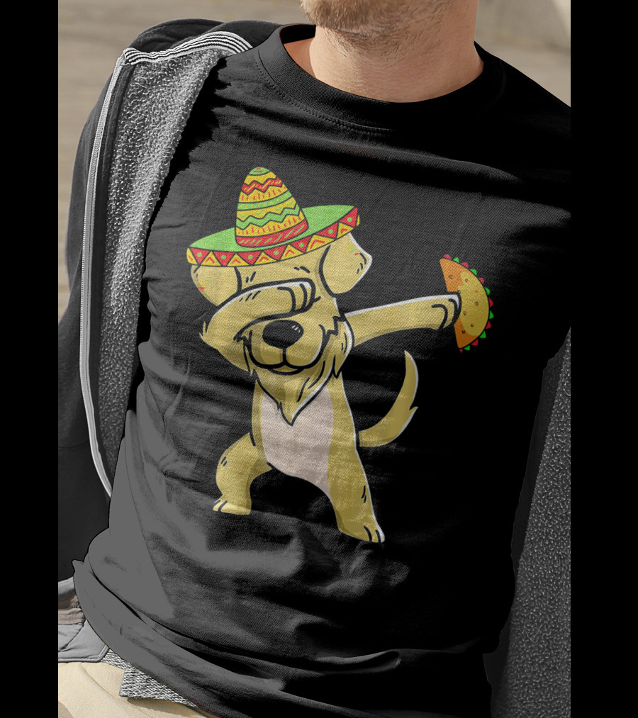 Golden Retriever Dabbing With Sombrero And Taco T-Shirt