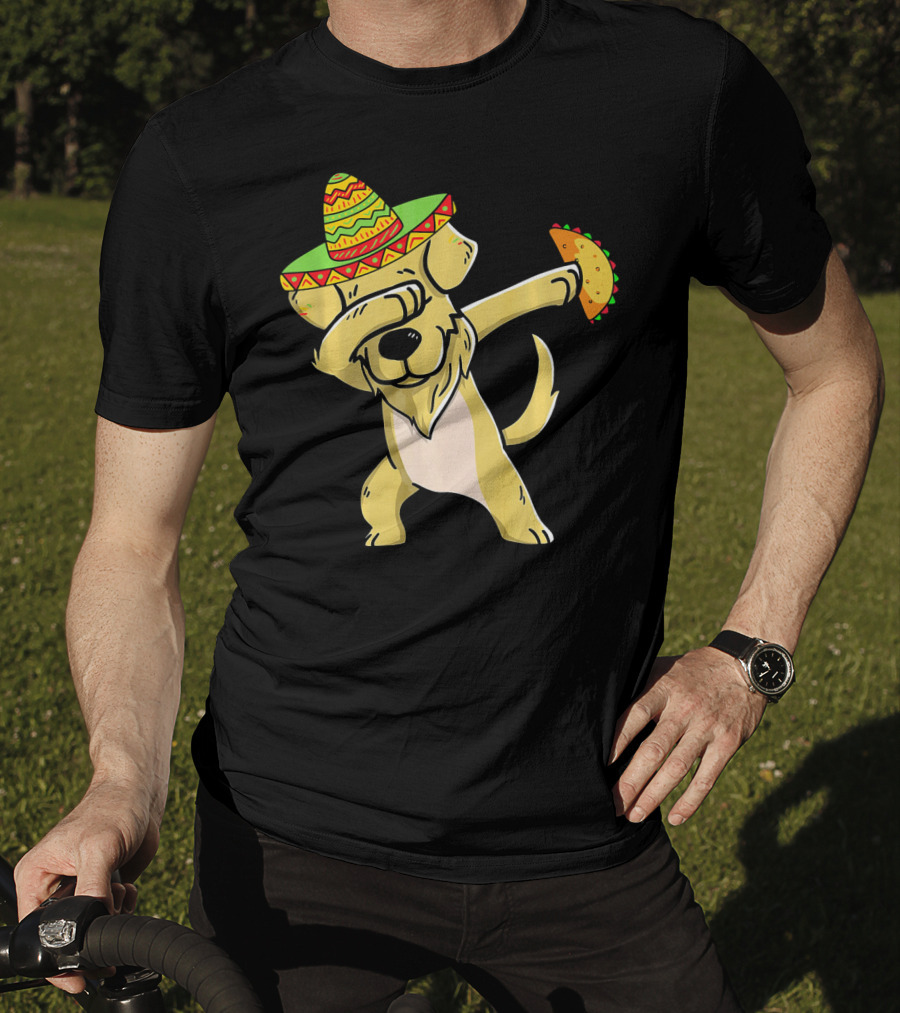 Golden Retriever Dabbing With Sombrero And Taco T-Shirt