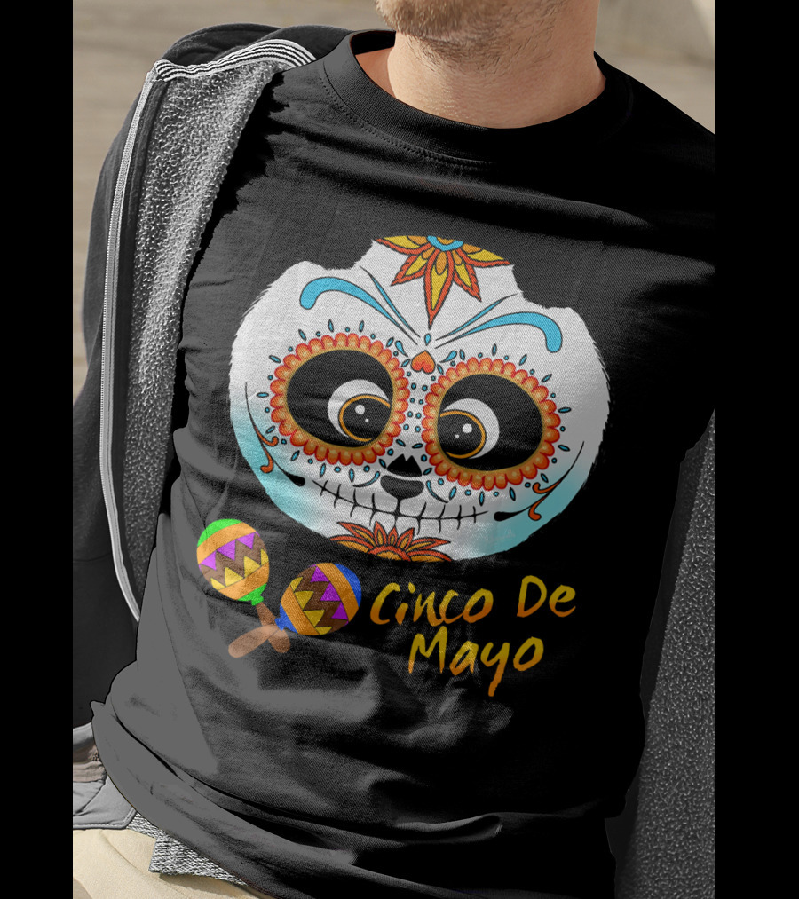 Cinco De Mayo Sugar Skull Panda With Maracas T-Shirt