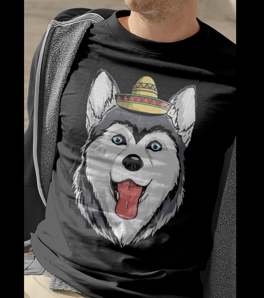 Fiesta Siberian Husky Sombrero Cinco De Mayo Mexi T-Shirt