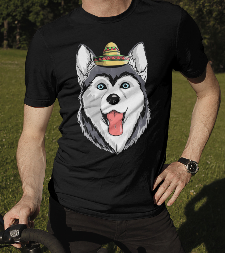 Fiesta Siberian Husky Sombrero Cinco De Mayo Mexi T-Shirt