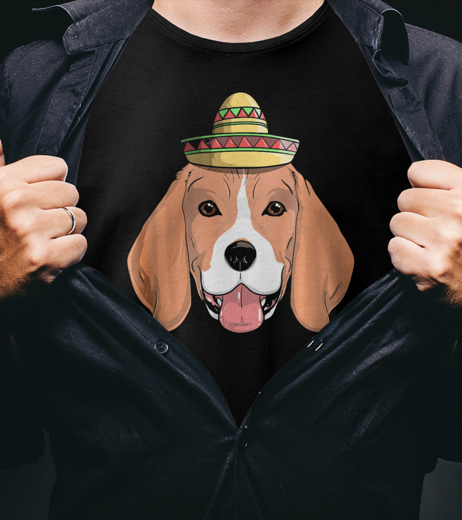 Beagle Dog Sombrero Fiesta Cinco De Mayo T-Shirt