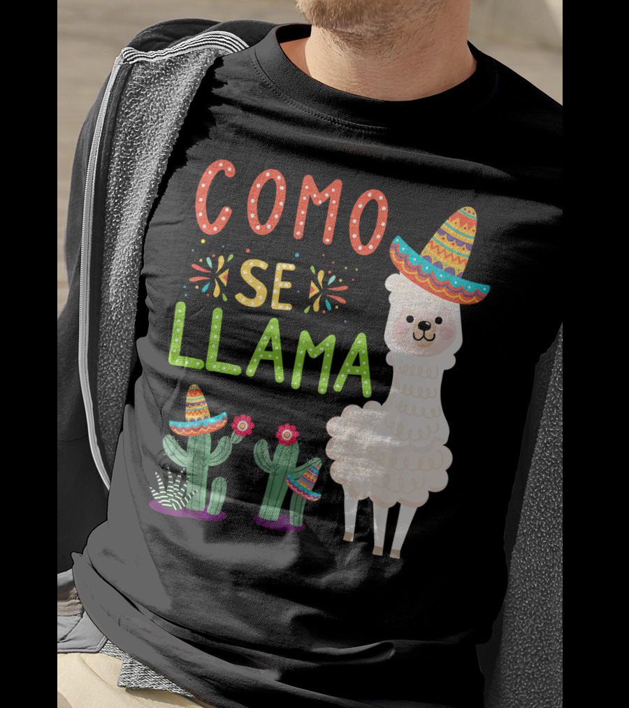 Como Se Llama Sombrero Llama And Cactus Fiesta Cinco De Mayo T-Shirt