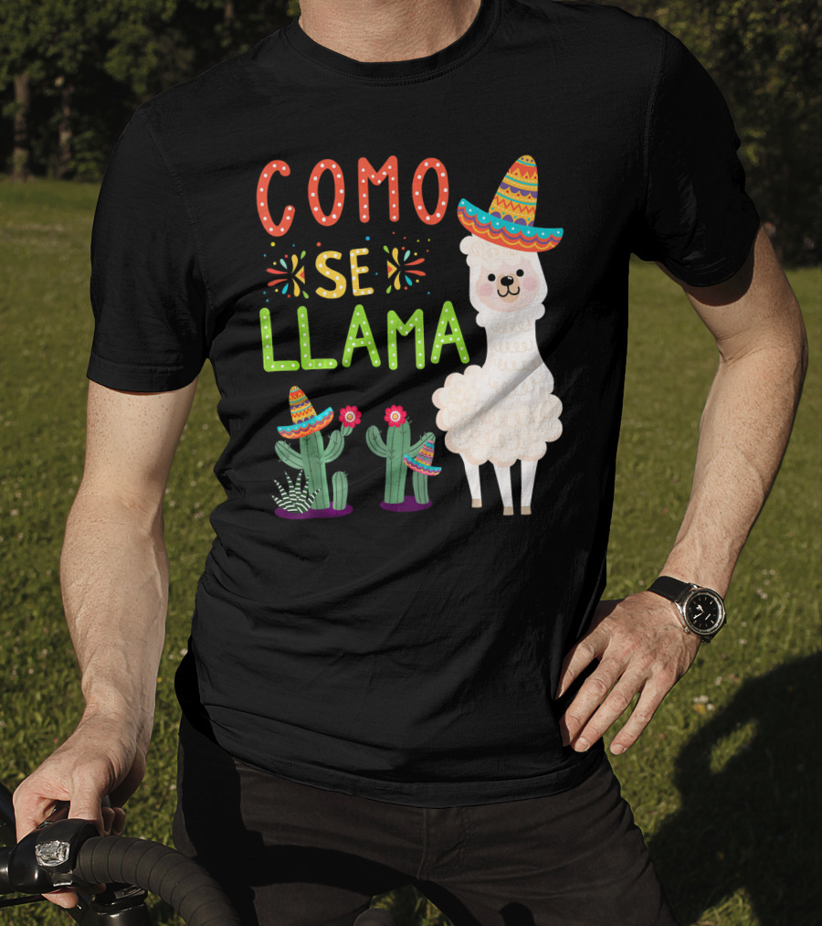 Como Se Llama Sombrero Llama And Cactus Fiesta Cinco De Mayo T-Shirt