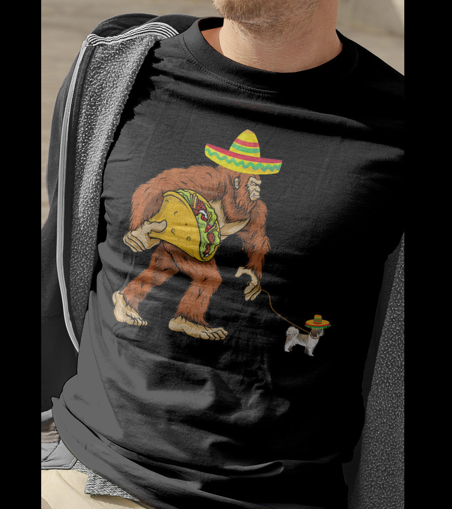 Cinco De Mayo Bigfoot Taco Shih Tzu Sombrero T-Shirt